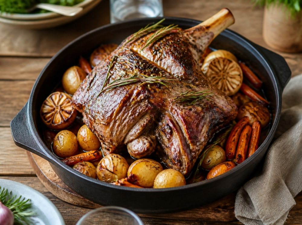 Épaule d'agneau confite et ses légumes rôtis