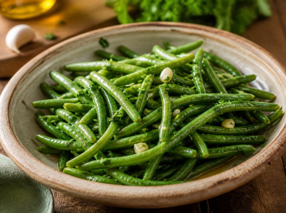 Haricots verts persillés