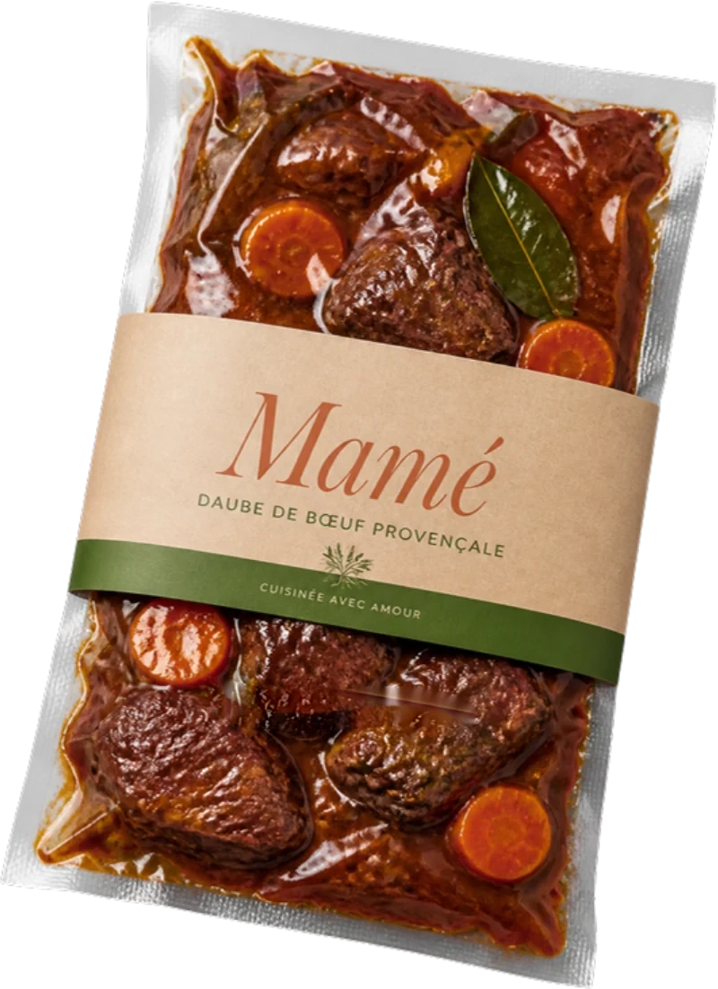 La daube Mamé sous vide dans son étui kraft