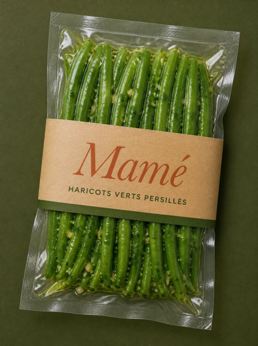 Haricots verts persillés, tel que livré