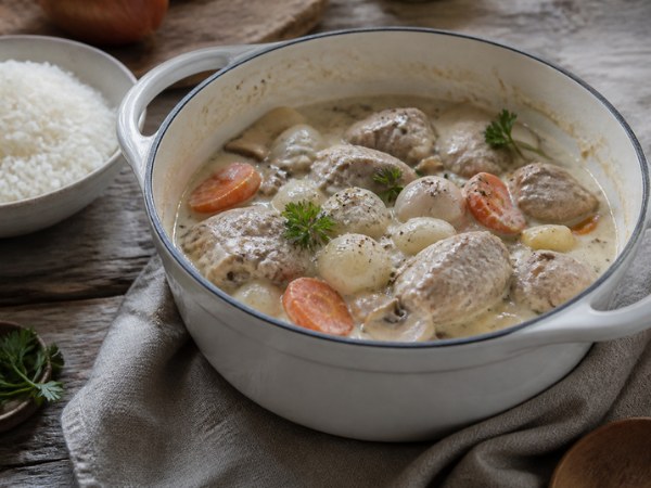 Blanquette qui mijote en cocotte
